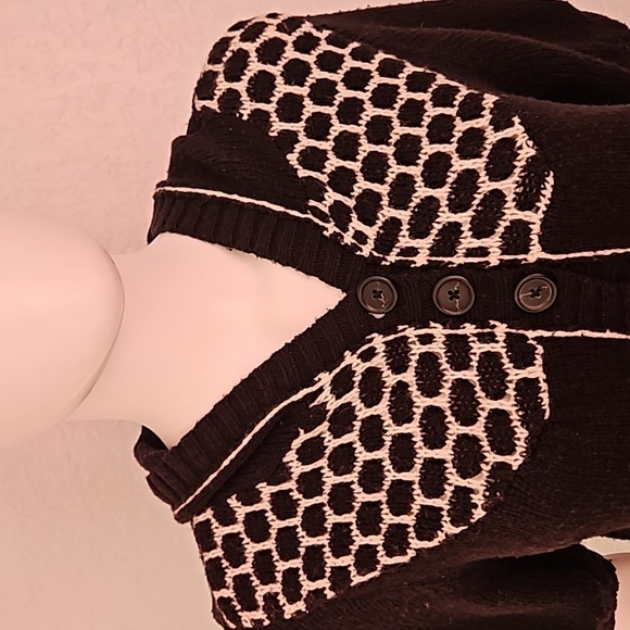 SO WEAR IT DECLARE IT Black Monochrome Wool Cropped Baddie Hoodie Cardigan - Picture 4 of 9